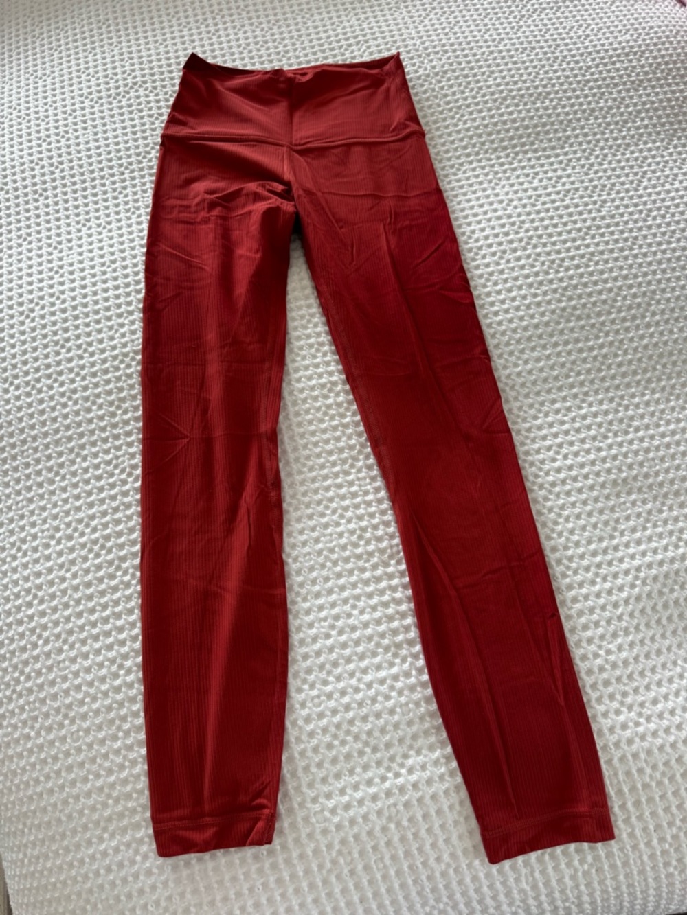 lululemon athletica Ribbed High-Waist Leggings in Deep Red